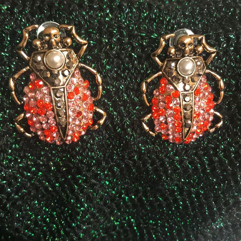 Scarab Beetle Crystal Statement Earrings